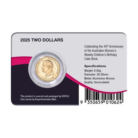 Australia Women’s Weekly Birthday Cake 2025 $2 Aluminium-Bronze Uncirculated Coin Pack