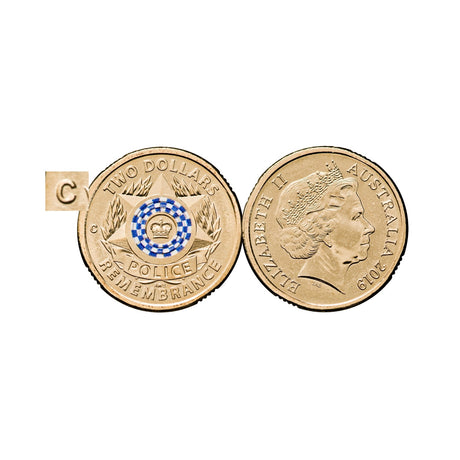 Australia Police Remembrance Day 2019 $2 C Mintmark Colour Aluminium-Bronze Uncirculated Coin