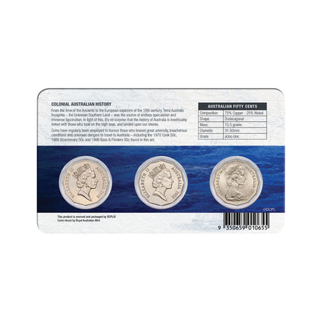 Australia Colonial Maritime 50c 3-Coin Set