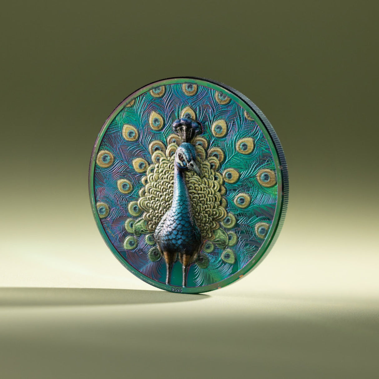 Peacock 2025 $5 1oz Prisma Plated Silver Proof Coin