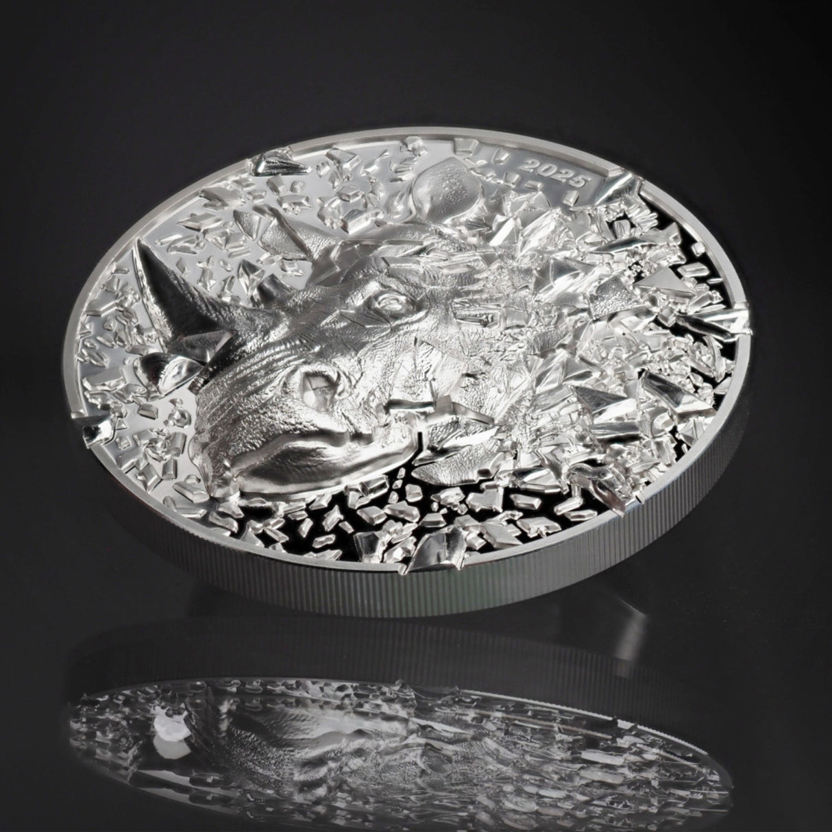 Silver Burst Rhino 2025 $20 3oz Silver Proof Coin