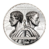 Enemies in History Caesar vs Brutus 2025 1000 Togrog 2oz Silver Proof Coin