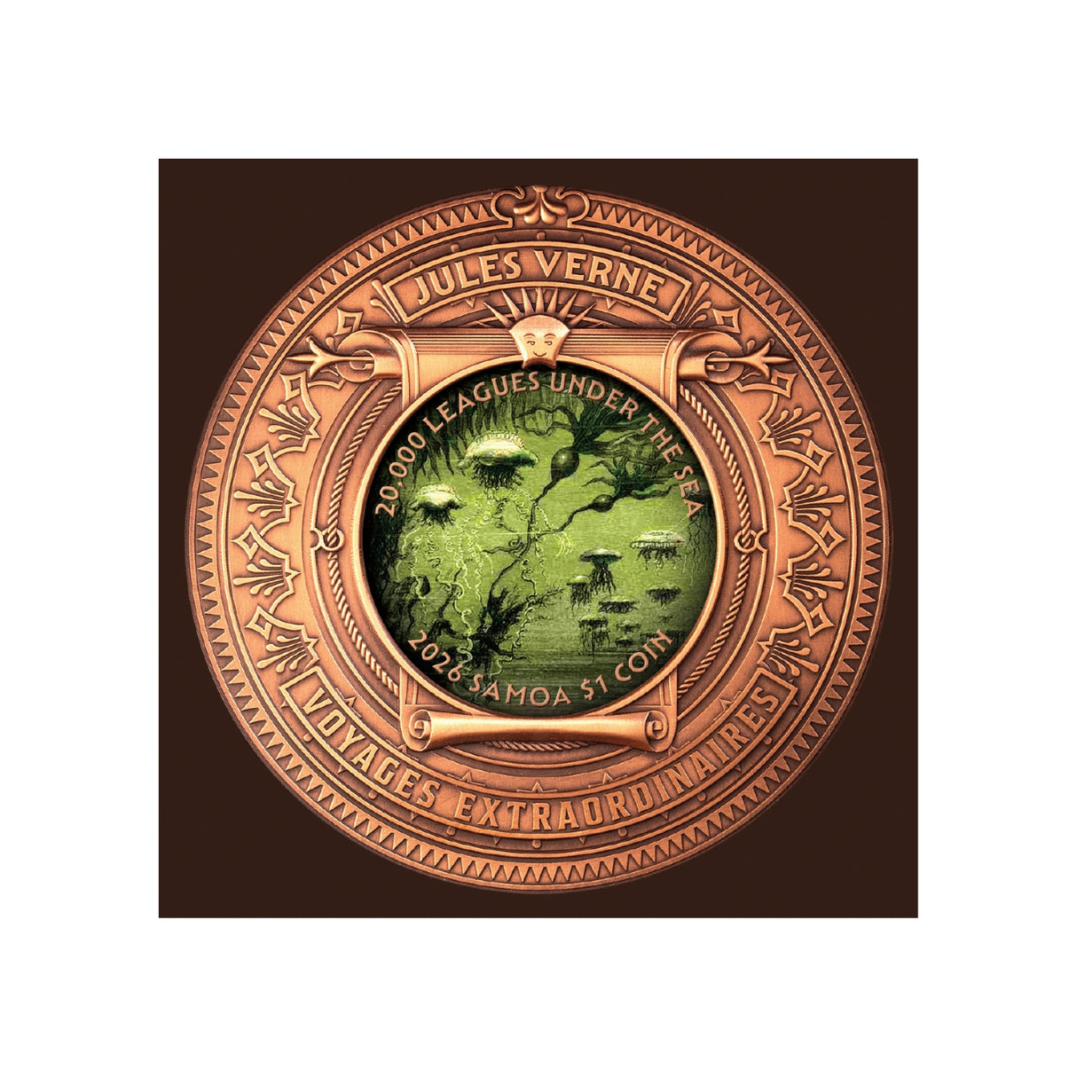 20,000 Leagues under the Sea 2026 $1 High Relief Rotating Silver & Copper Bimetal Antique Coin