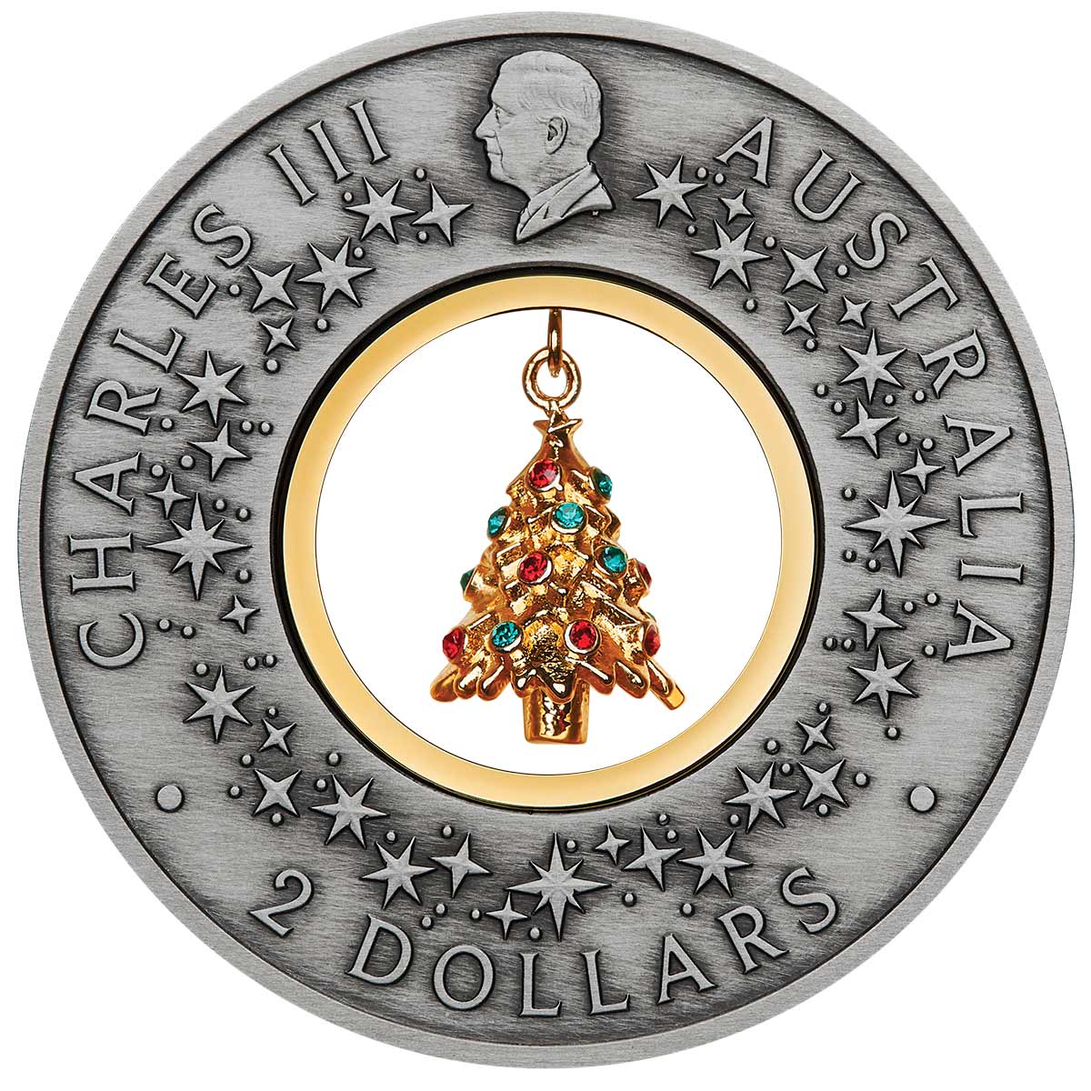 Australia Santa’s Workshop 2025 $2 Christmas Tree 2oz Silver Antique Coin