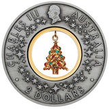 Australia Santa’s Workshop 2025 $2 Christmas Tree 2oz Silver Antique Coin