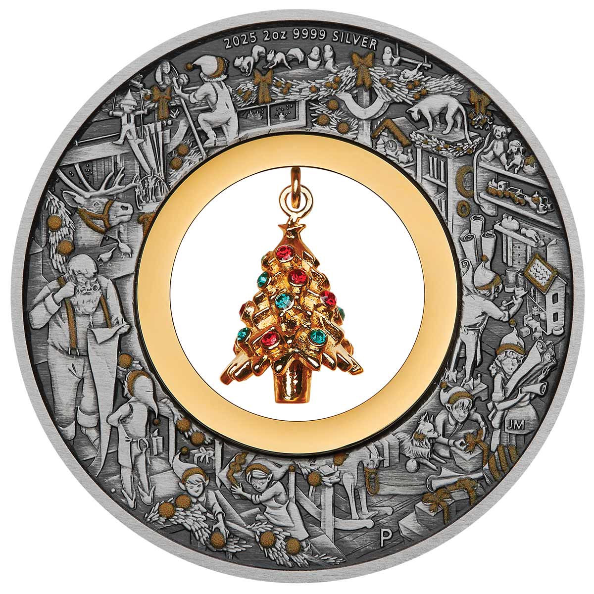 Australia Santa’s Workshop 2025 $2 Christmas Tree 2oz Silver Antique Coin