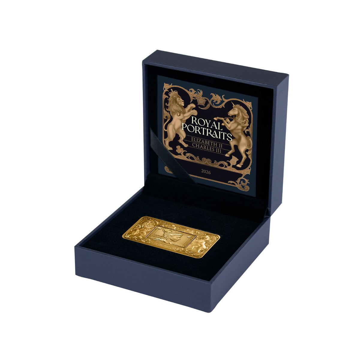 Elizabeth II & Charles III 2026 $5 Revolving Rectangle Gold-plated 2oz Silver Antique Coin