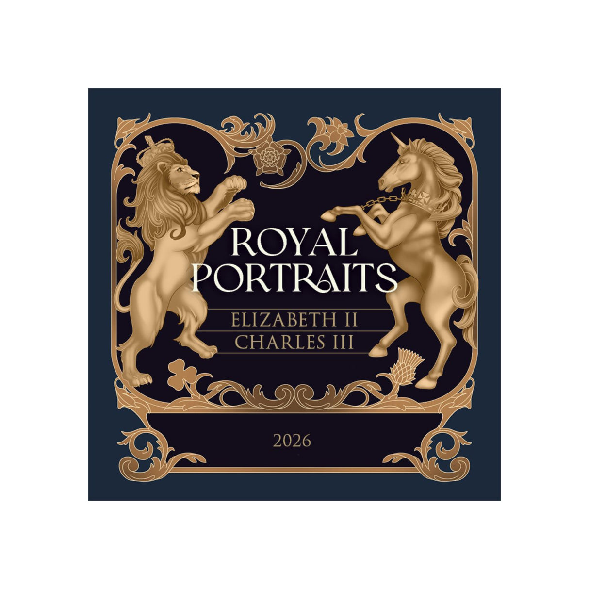 Elizabeth II & Charles III 2026 $5 Revolving Rectangle Gold-plated 2oz Silver Antique Coin