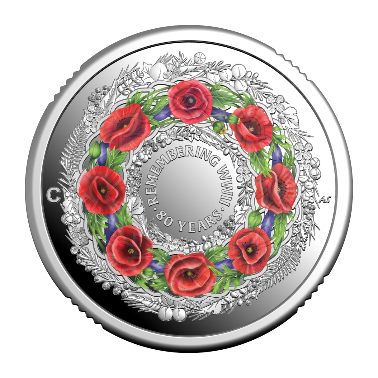 Australia WWII 80th Anniversary Poppy Wreath 2025 $2 C Mintmark Silver Proof Coin