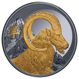 Lunar Year of the Goat 2027 $1 Gold-plated 1oz Silver Black Proof Coin
