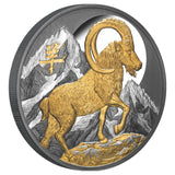 Lunar Year of the Goat 2027 5oz $10 Gold-plated Silver Black Proof Coin