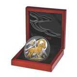 Lunar Year of the Goat 2027 5oz $10 Gold-plated Silver Black Proof Coin