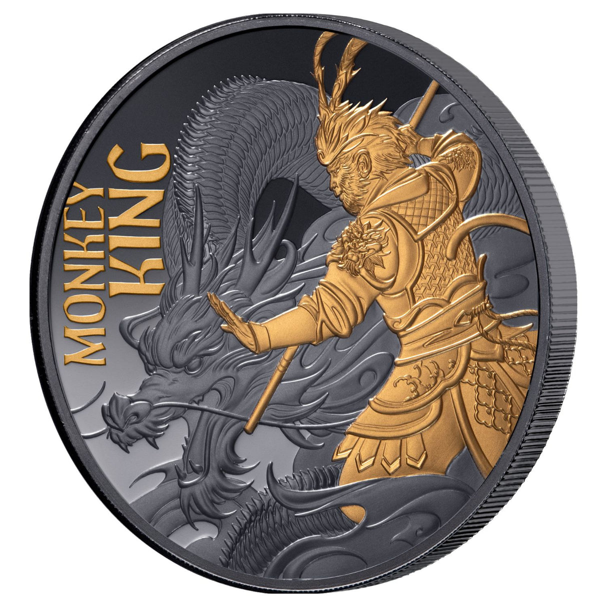 Monkey King 2026 $1 Gold-plated 1oz Silver Black Proof Coin