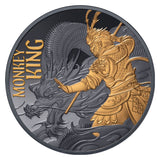 Monkey King 2026 $1 Gold-plated 1oz Silver Black Proof Coin