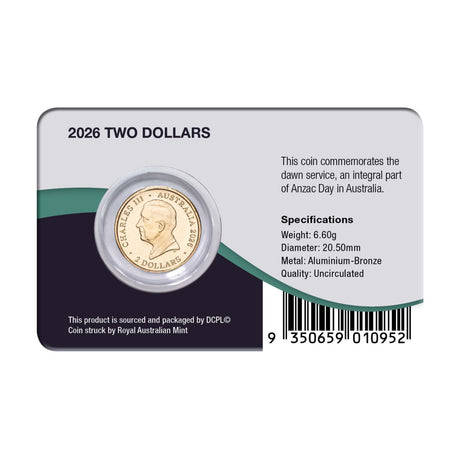 Australia 2026 $2 Dawn Service Colour Aluminium-Bronze Uncirculated Coin Pack