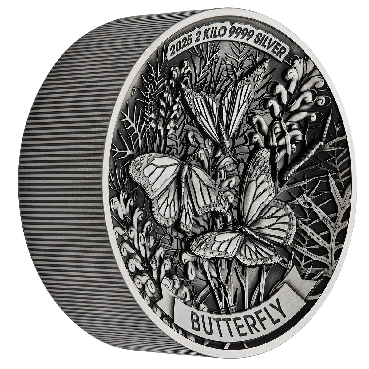 Australia Butterfly 2025 $60 2 Kilo Silver Antique Coin