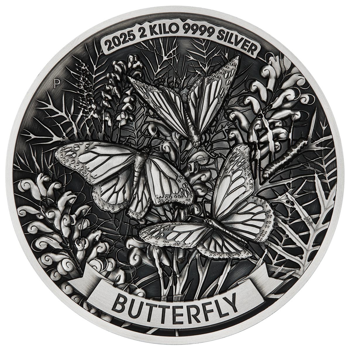 Australia Butterfly 2025 $60 2 Kilo Silver Antique Coin