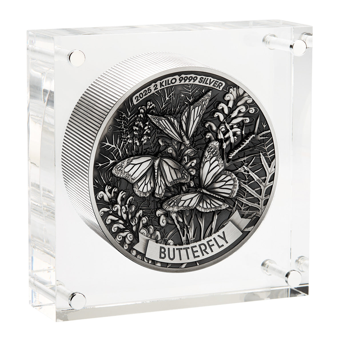 Australia Butterfly 2025 $60 2 Kilo Silver Antique Coin