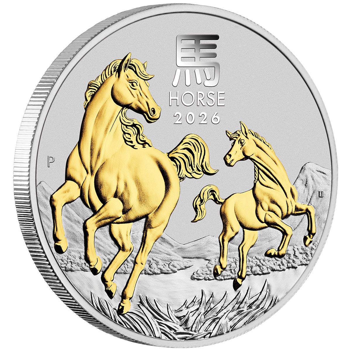 Australia Lunar Year of the Horse 2026 $1 Gold-plated 1oz Silver Uncirculated Coin