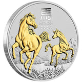 Australia Lunar Year of the Horse 2026 $1 Gold-plated 1oz Silver Uncirculated Coin
