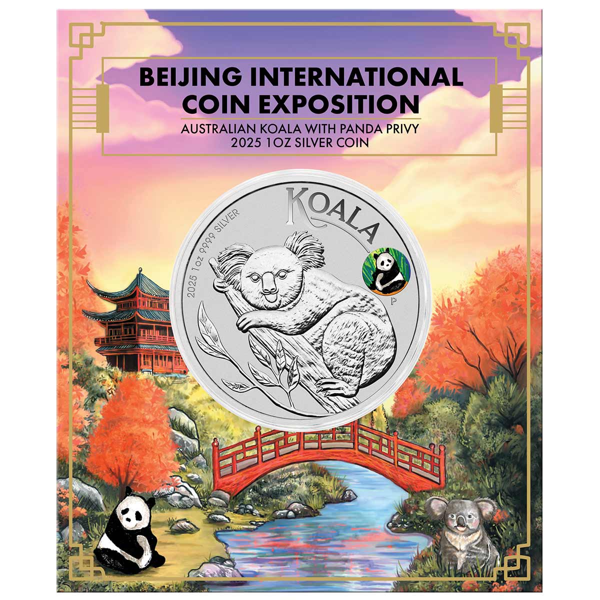Australia Beijing International Coin Exposition Koala 2025 $1 Panda Privy 1oz Silver Brilliant Uncirculated Coin