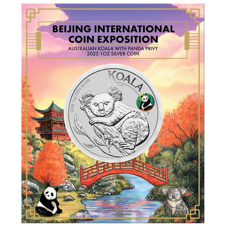 Australia Beijing International Coin Exposition Koala 2025 $1 Panda Privy 1oz Silver Brilliant Uncirculated Coin
