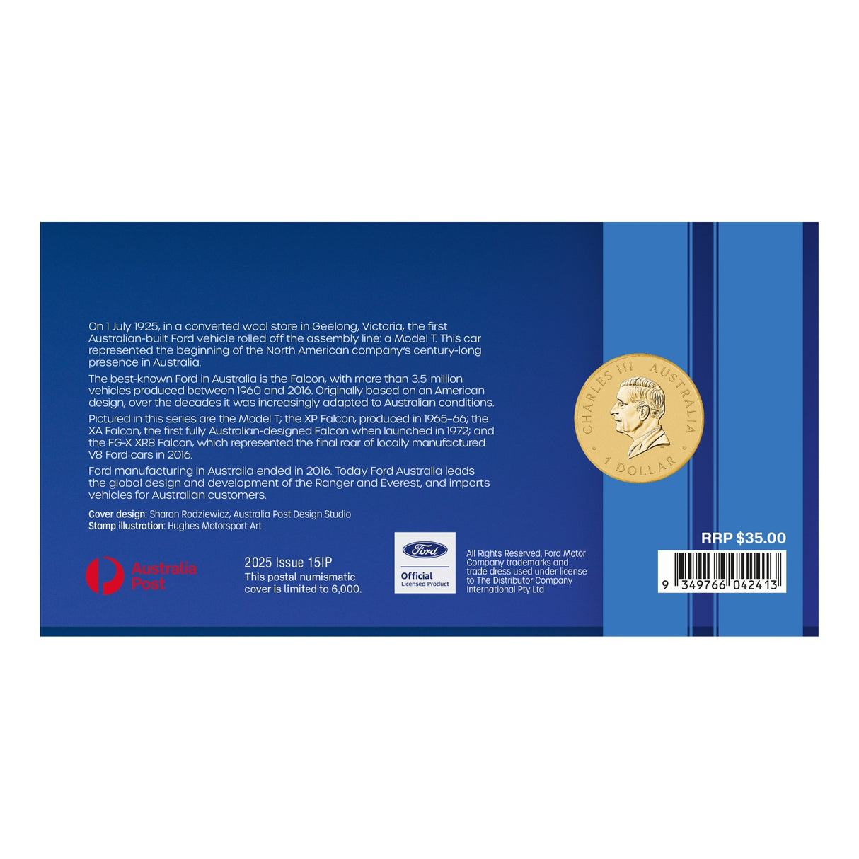 Australia 100 Years of Ford Australia - FG-X XR8 Falcon 2025 $1 Stamp & Coin Cover