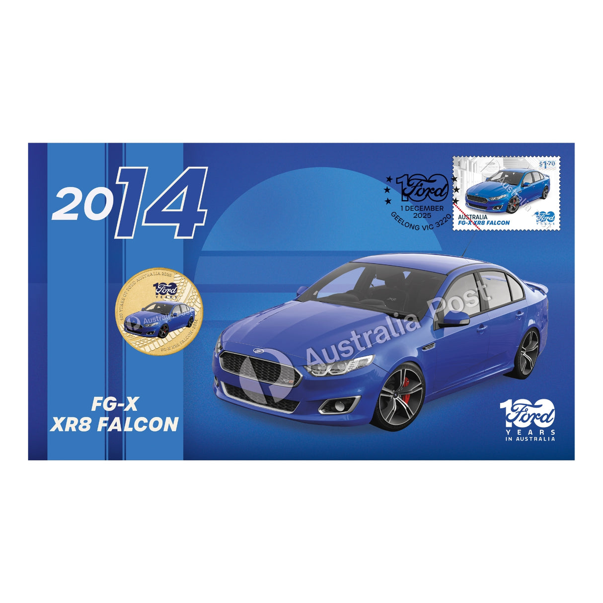 Australia 100 Years of Ford Australia - FG-X XR8 Falcon 2025 $1 Stamp & Coin Cover