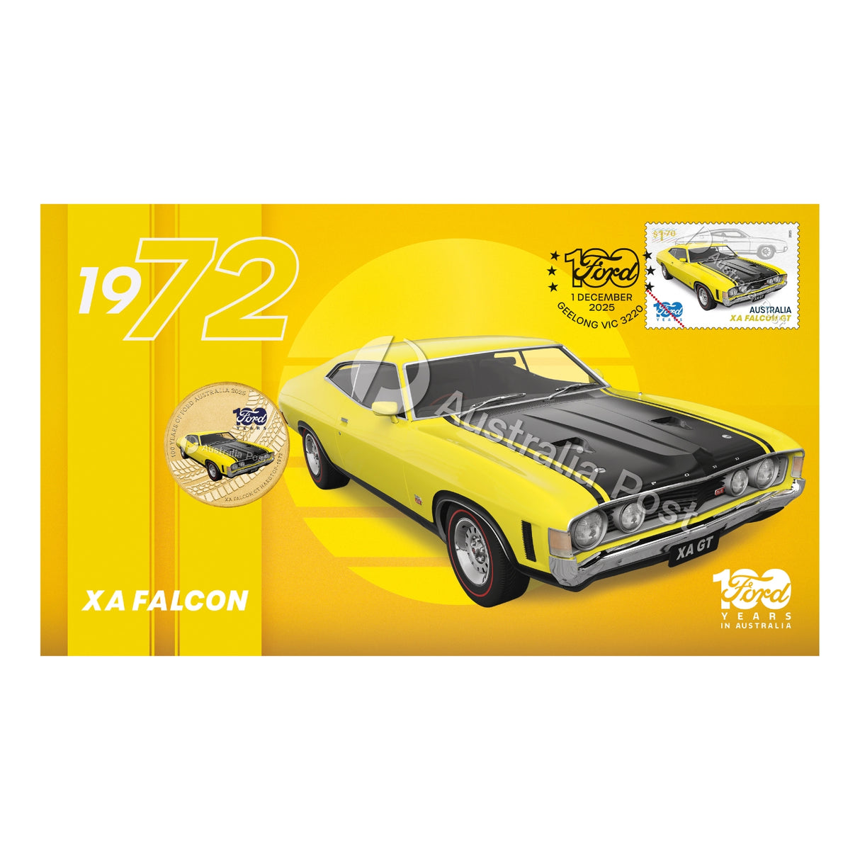 Australia 100 Years of Ford Australia - XA Falcon GT Hardtop 2025 $1 Stamp & Coin Cover