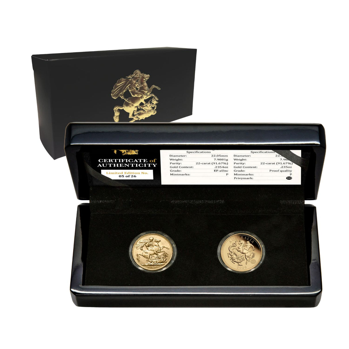 Perth Mint 1926-2026 Gold Sovereign Pair - Centenary of the Birth of Queen Elizabeth II