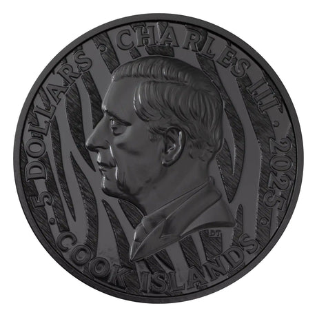 Black & White Tiger 2025 $5 High Relief Obsidian Black 1oz Silver Coin