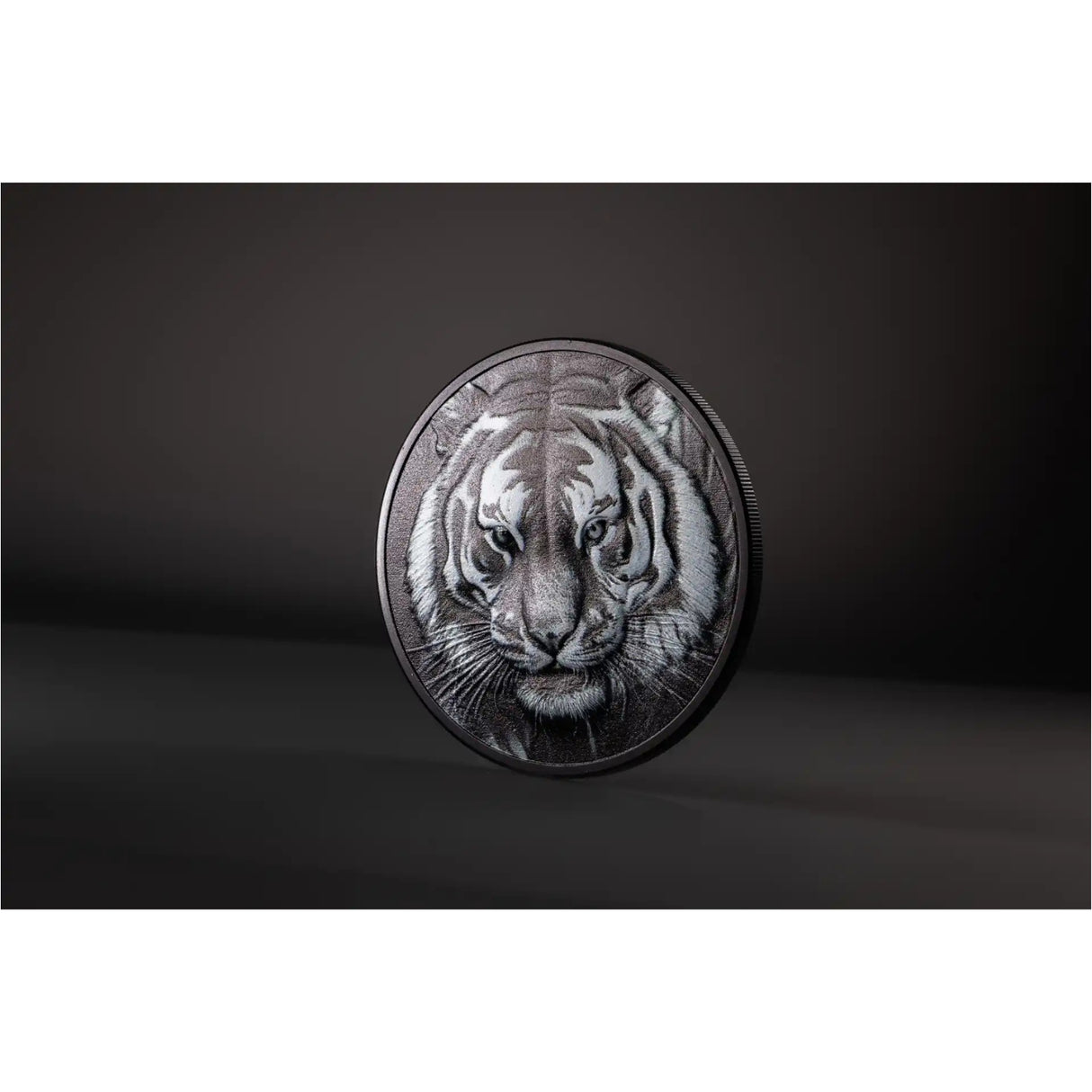 Black & White Tiger 2025 $5 High Relief Obsidian Black 1oz Silver Coin