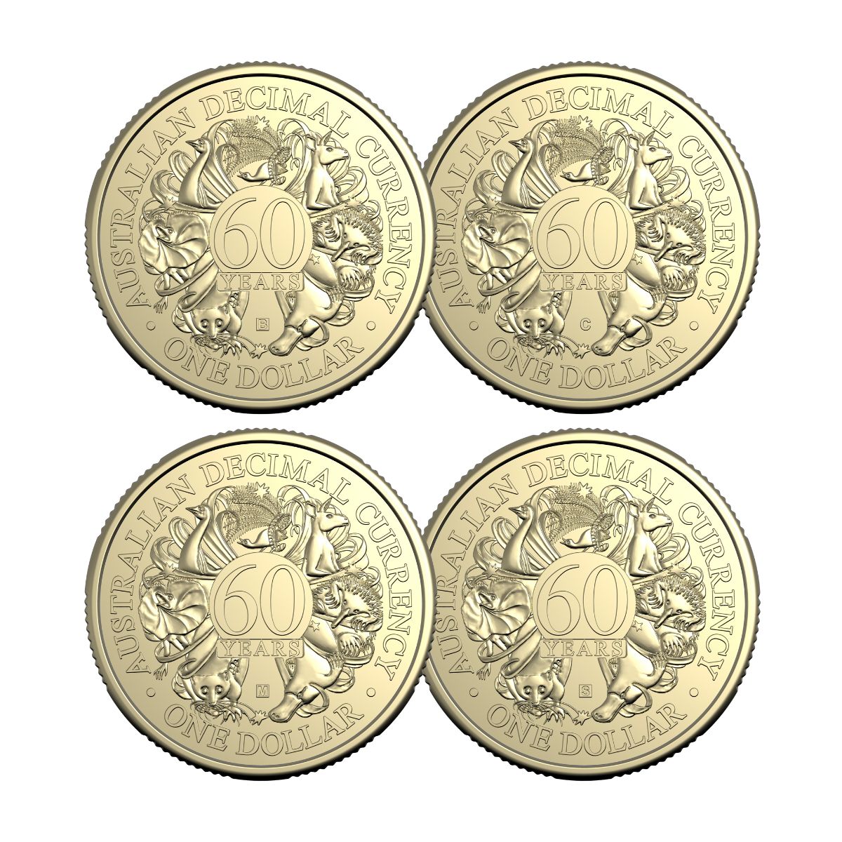 Australia 60th Anniversary of Decimal Currency 2026 $1 Mintmark & Privymark Uncirculated 4-Coin Set