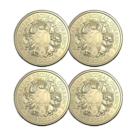 Australia 60th Anniversary of Decimal Currency 2026 $1 Mintmark & Privymark Uncirculated 4-Coin Set