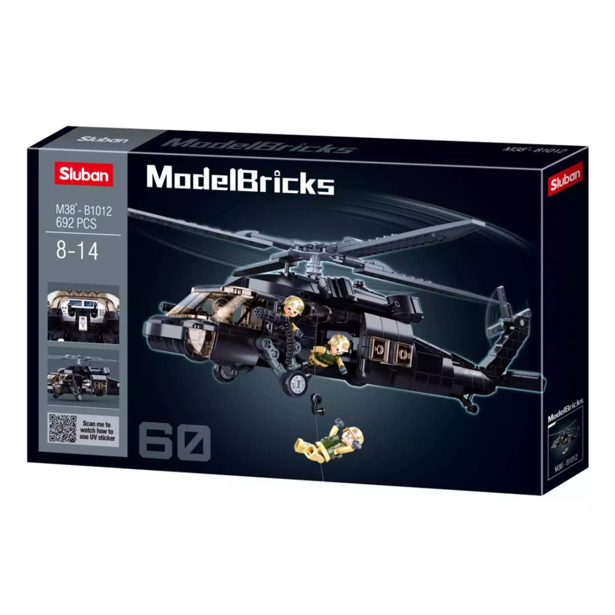 Model Bricks Helicopter Black Hawk 692 Pcs