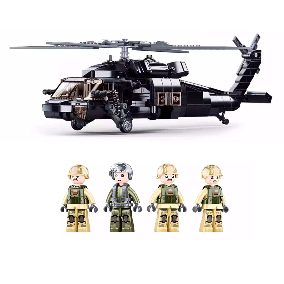 Model Bricks Helicopter Black Hawk 692 Pcs