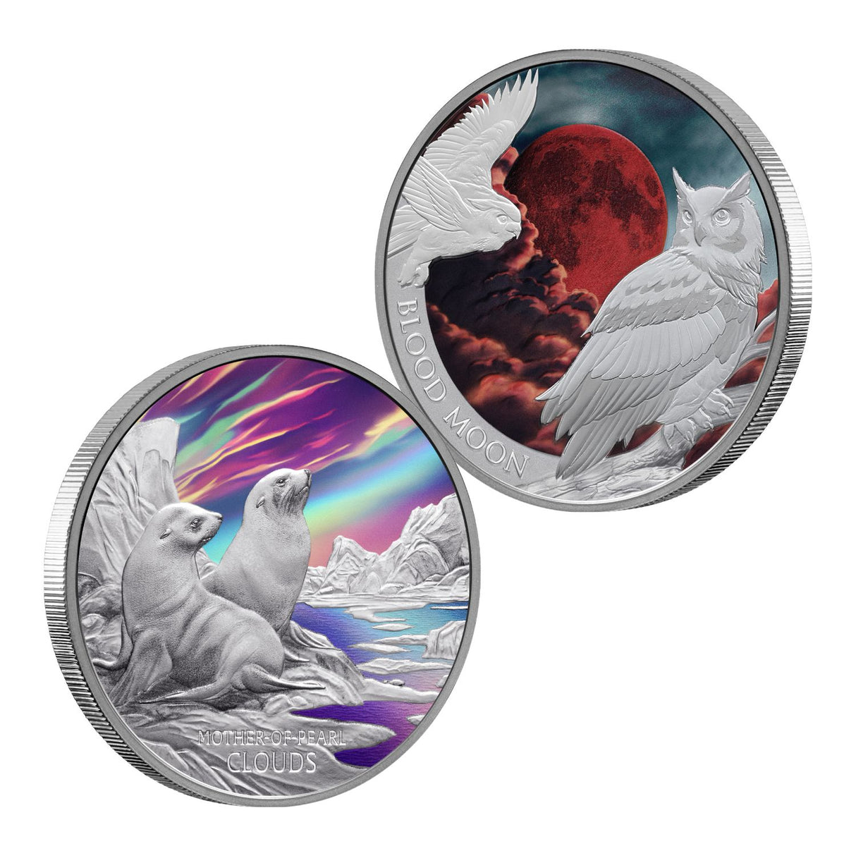 Blood Moon 2026 & Mother-of-Pearl Clouds 2025 $1 1oz Silver Proof 2-Coin Bundle