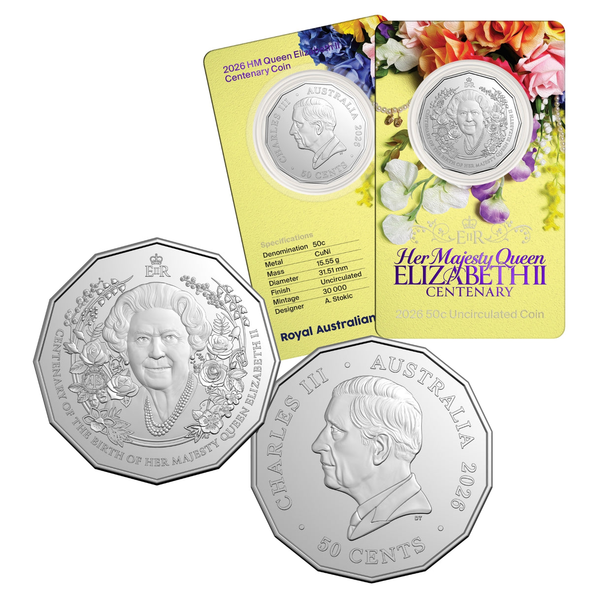 Australia Centenary of the Birth of Queen Elizabeth II 2026 50c Cupro-Nickel Uncirculated Coin
