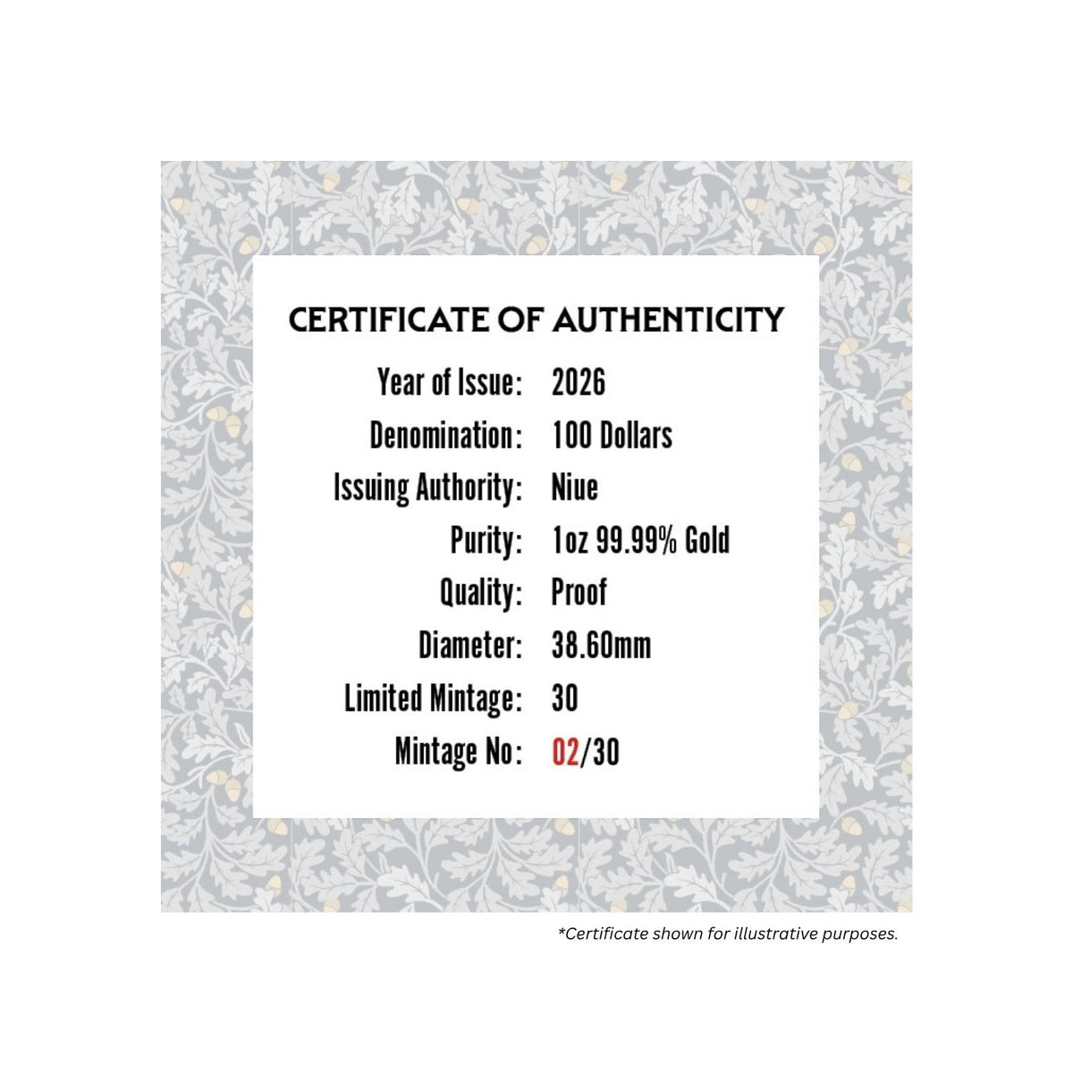 Squirrels 2026 $100 1oz Gold Proof Coin