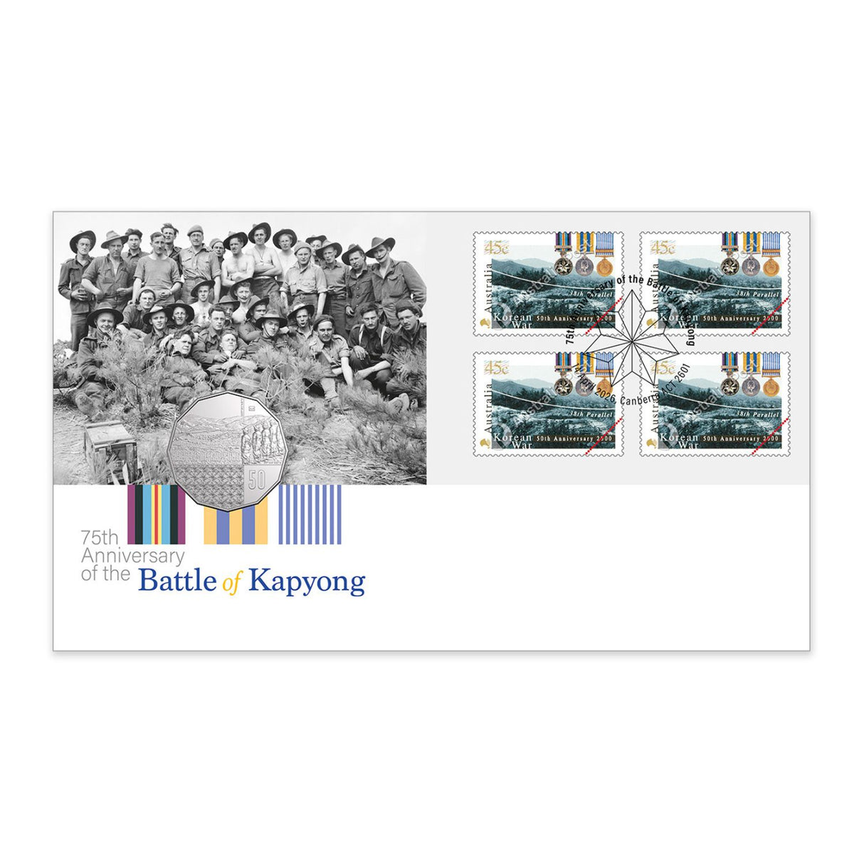 Australia Battle of Kapyong 75th Anniversary 2026 50c Stamp & Coin Cover
