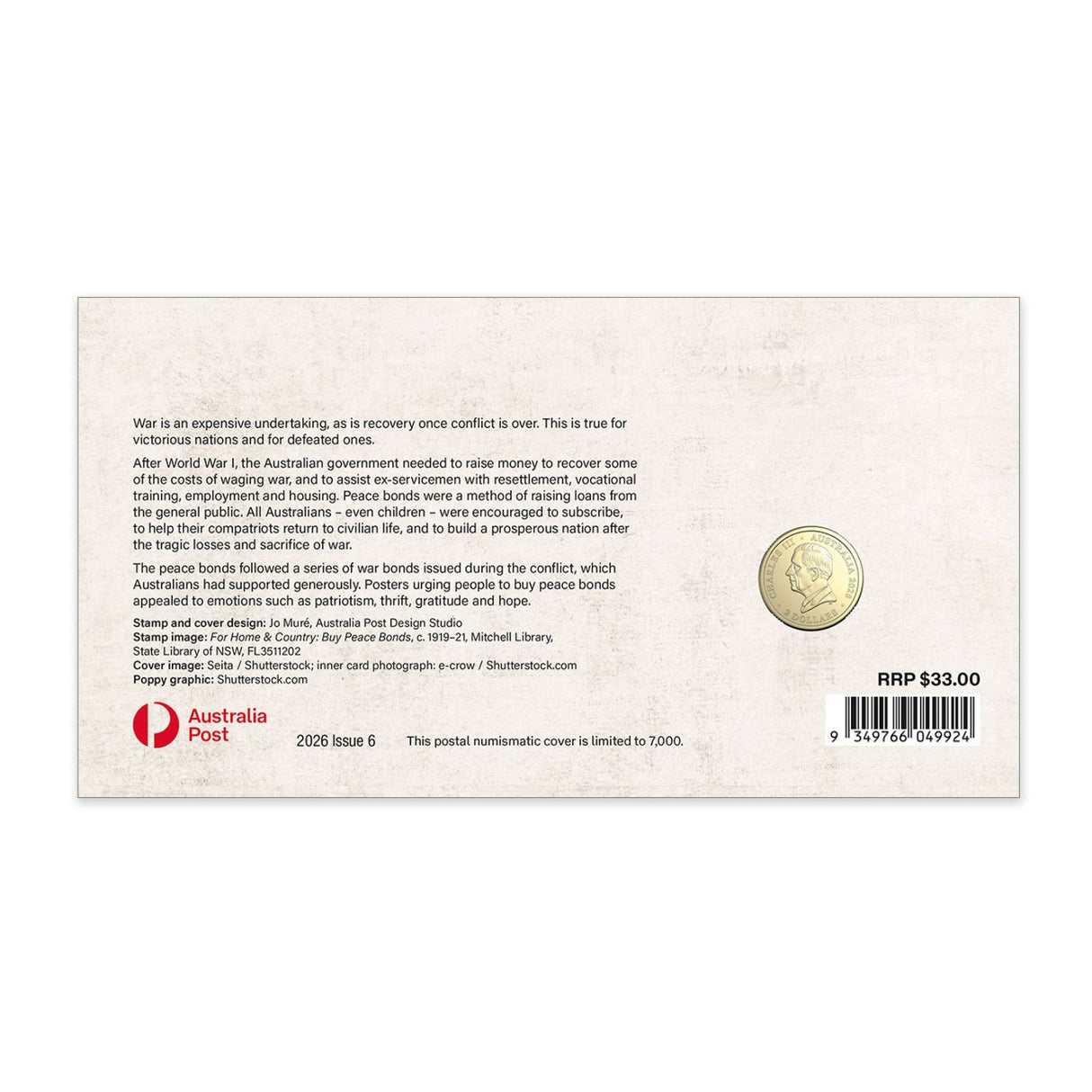Australia Dawn Service 2026 $2 Stamp & Coin Cover