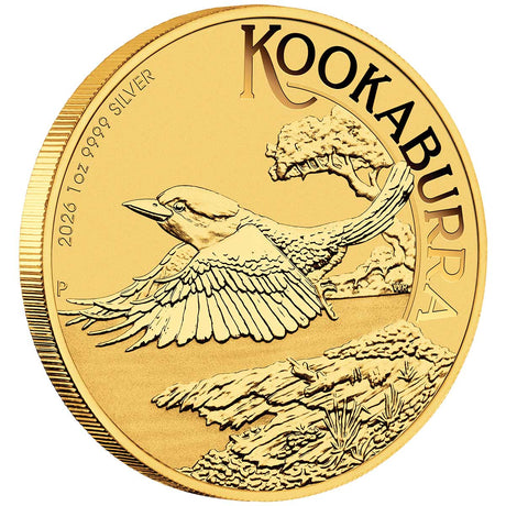Australia Perth Stamp & Coin Show 2026 $1 Kookaburra Gold-plated 1oz Silver Uncirculated Coin