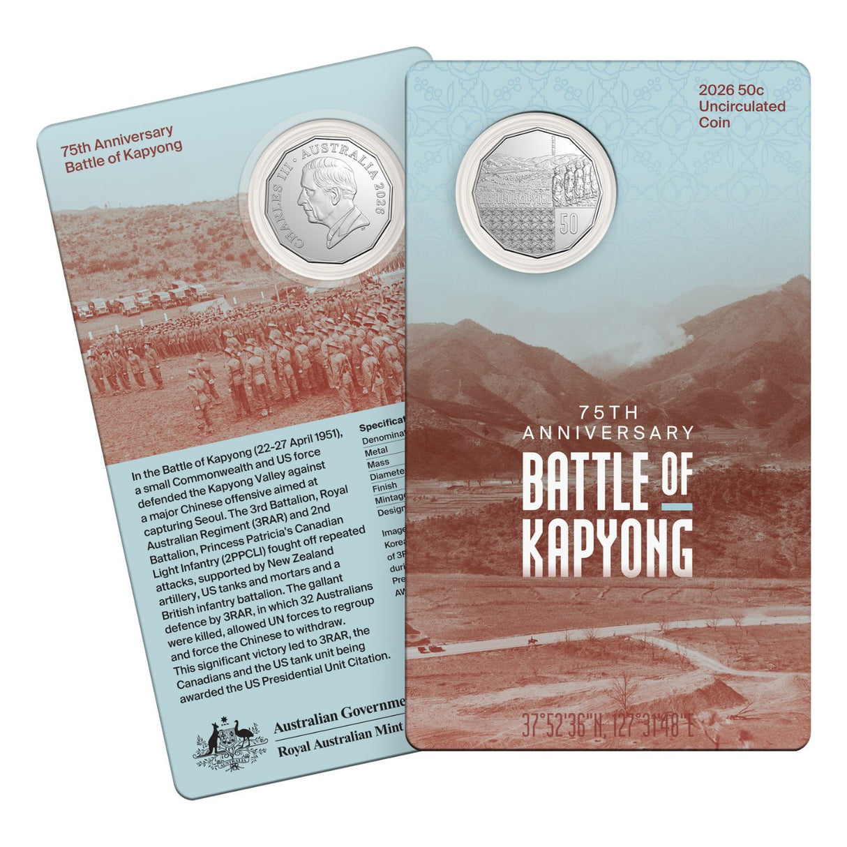 Australia Battle of Kapyong 75th Anniversary 2026 50c Cupro-Nickel Uncirculated Coin