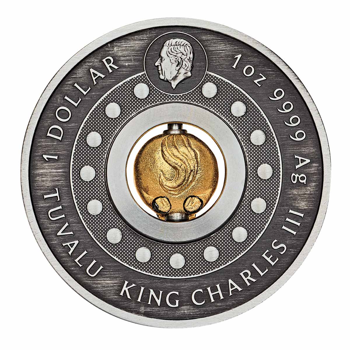 Lunar Year of the Horse Rotating Charm 2026 $1 1oz Silver Antique Coin