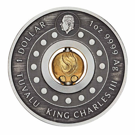 Lunar Year of the Horse Rotating Charm 2026 $1 1oz Silver Antique Coin