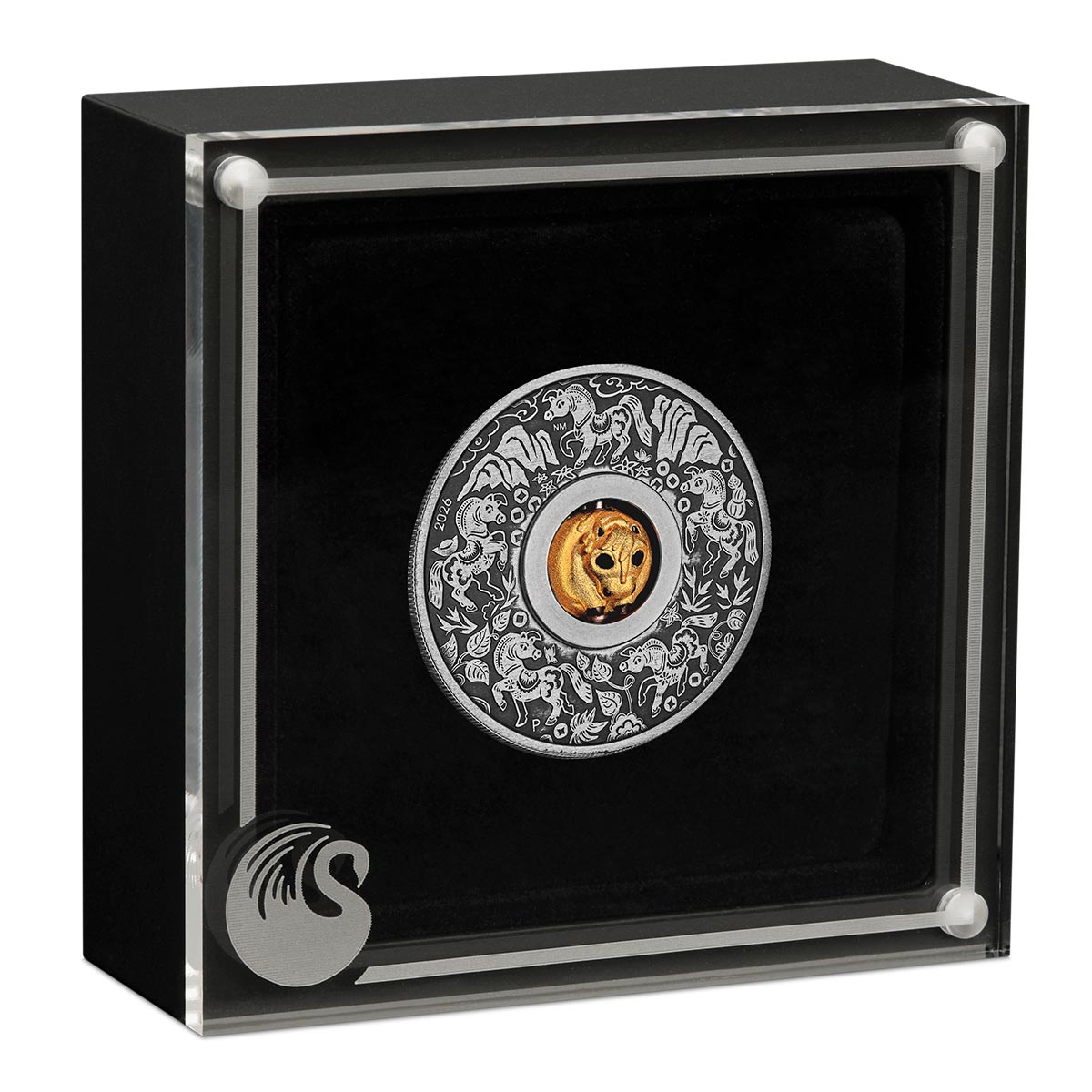 Lunar Year of the Horse Rotating Charm 2026 $1 1oz Silver Antique Coin