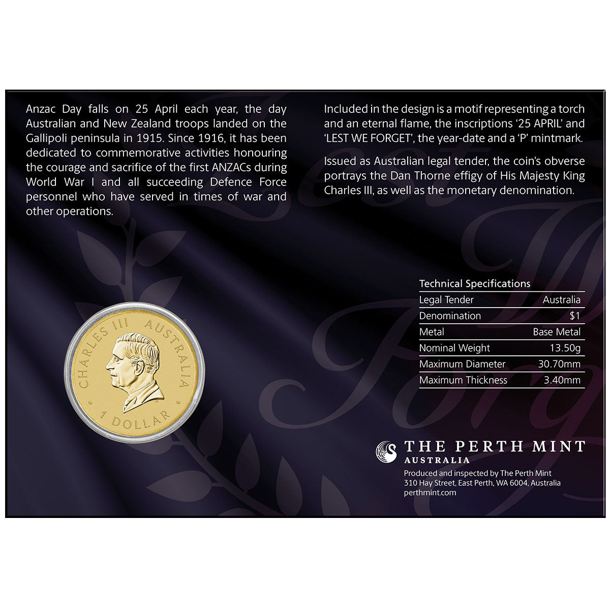 Australia Anzac Day 2026 $1 Brilliant Uncirculated Coin