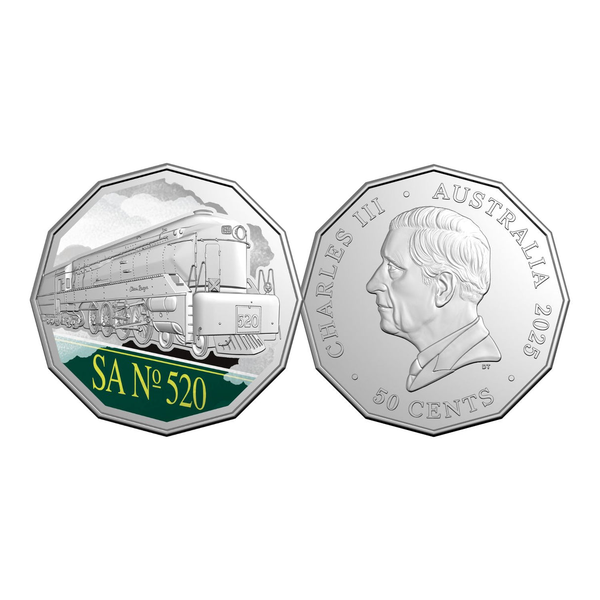 Australia Steam Giants 2025 50c South Australian Railways 520 Class No. 520 ‘Sir Malcolm Barclay-Harvey’ Colour Cupro-Nickel Uncirculated Coin