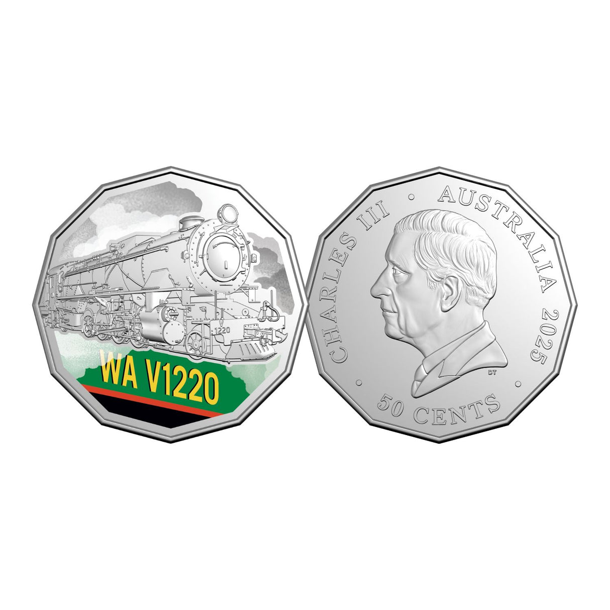 Australia Steam Giants 2025 50c Western Australian Government Railways V Class V1220 Colour Cupro-Nickel Uncirculated Coin