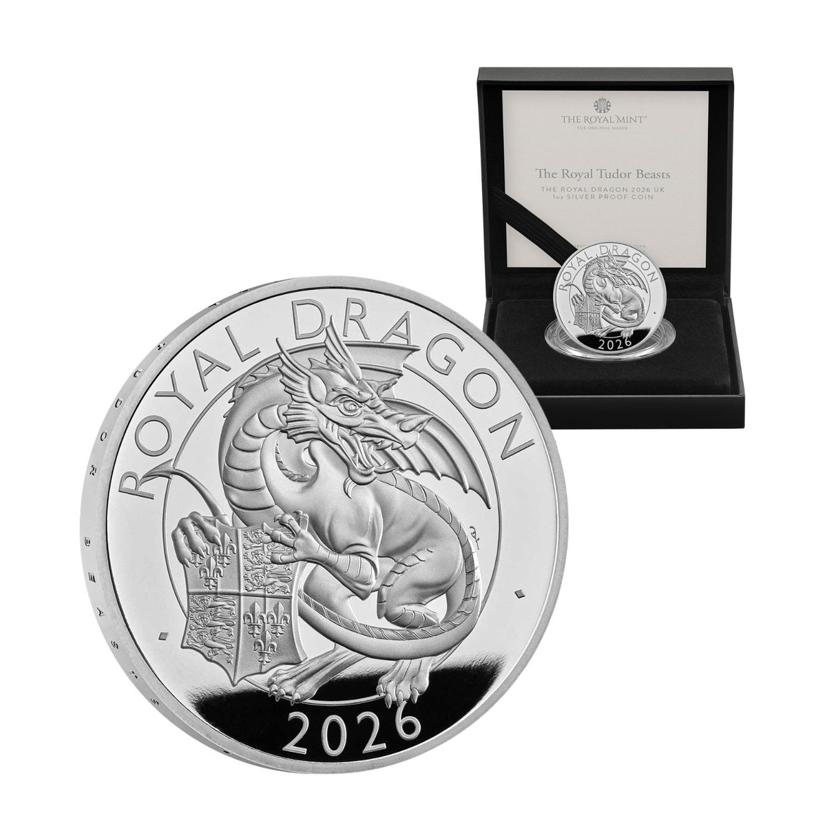 Great Britain Royal Tudor Beasts 2026 £2 Royal Dragon 1oz Silver Proof Coin